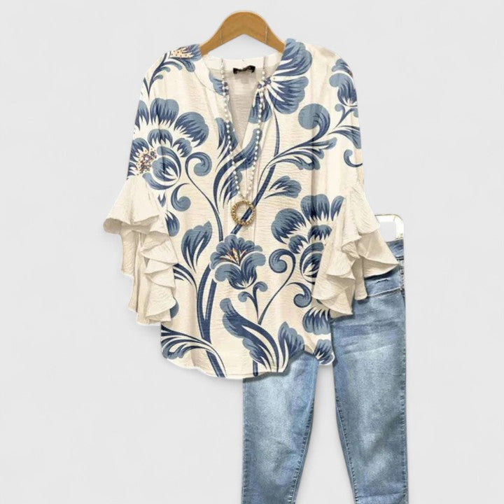 DELLILAH – FLOWY V-NECK BLOUSE