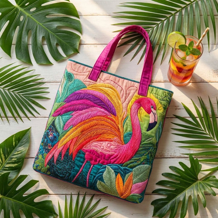 Sac fourre-tout matelassé - Flamant rose arc-en-ciel