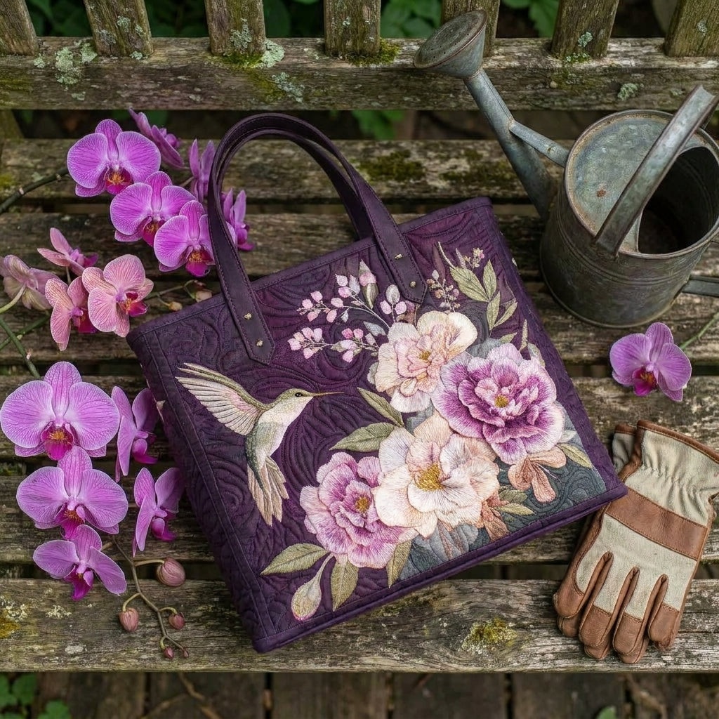 Sac Matelassé Artisanal - Colibris et Orchids