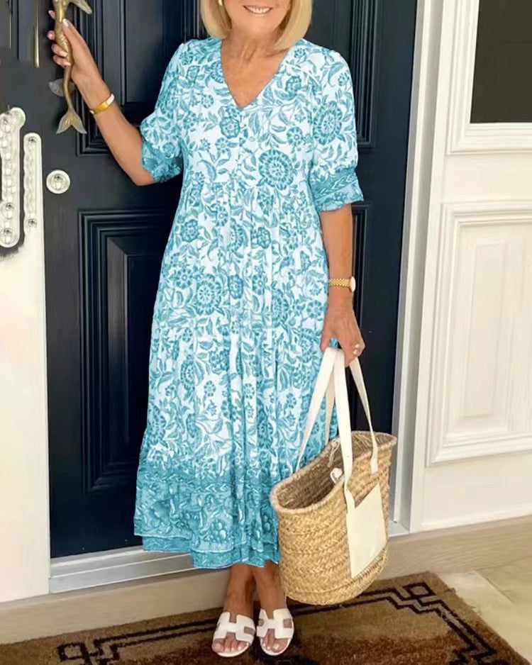 Ellie | Robe Fleurie V-Cou Élégante