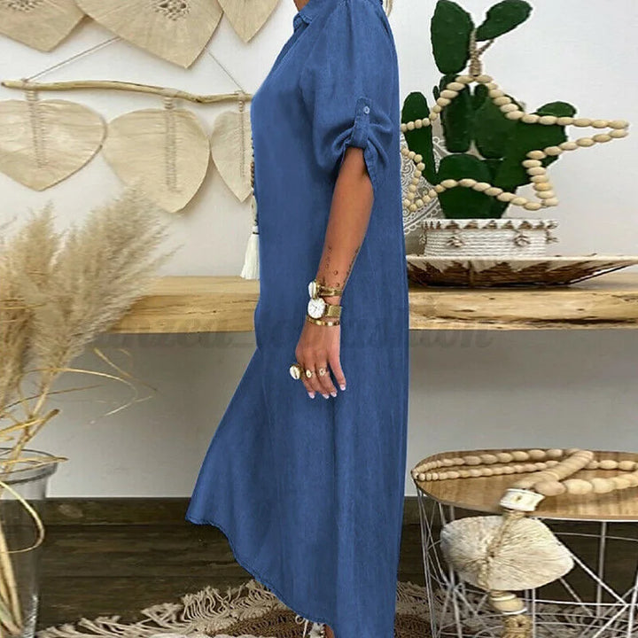 Sadie | Robe Chemise Confortable en Denim