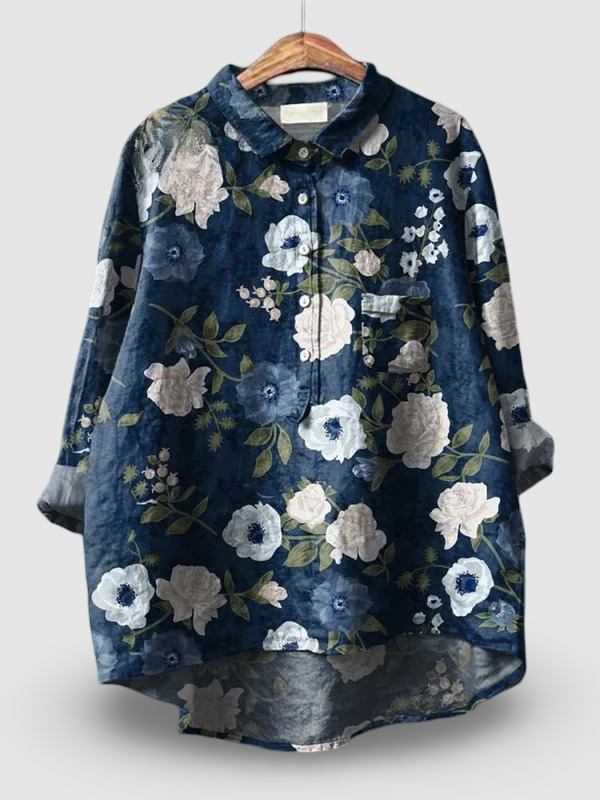 Oceana | Women's Floral Art Print Casual Cotton Shirt
