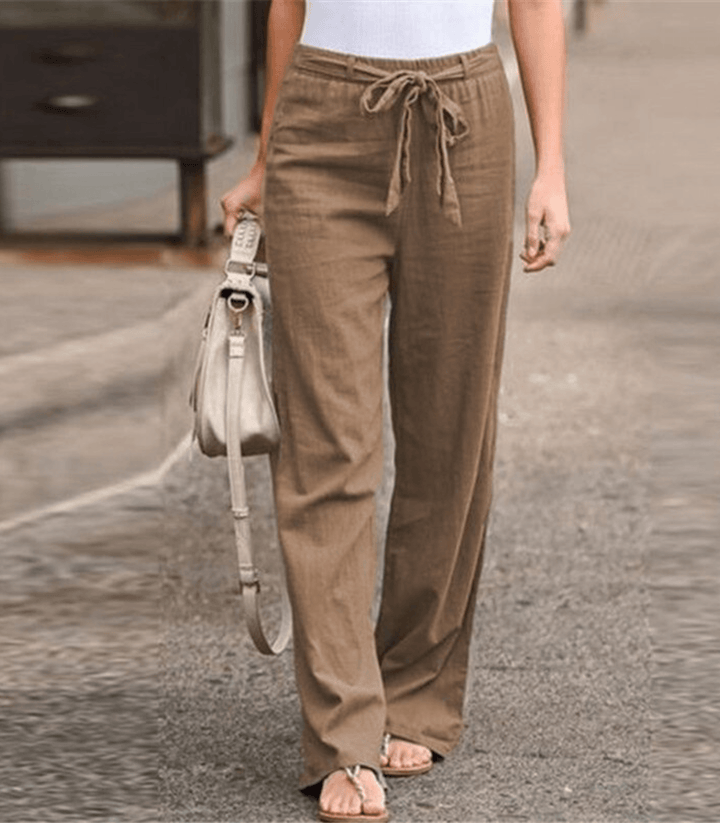 Joleen - Pantalons Relax Femme Avec Corde Et Taille Élastique
