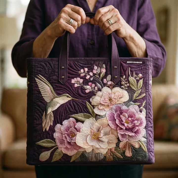 Sac Matelassé Artisanal - Colibris et Orchids