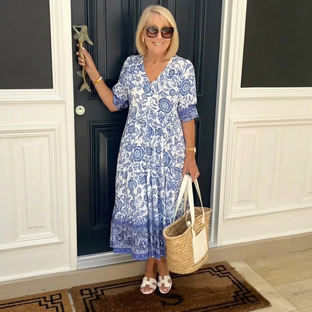 Ellie | Robe Fleurie V-Cou Élégante
