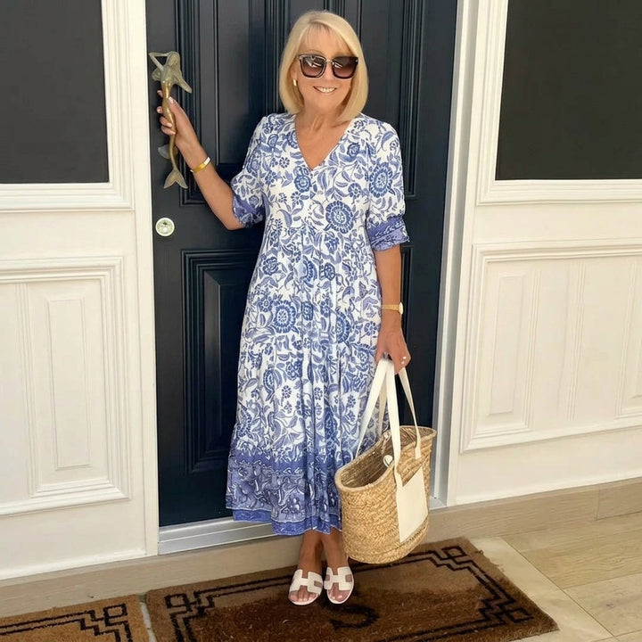 Ellie | Robe Fleurie V-Cou Élégante