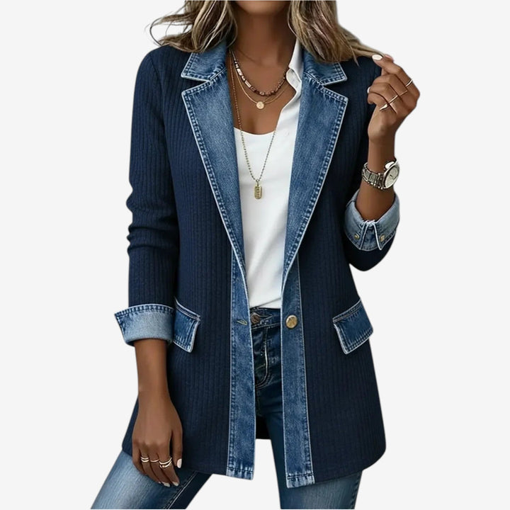 Sylvie | Veste en Tricot Indigo d'Été