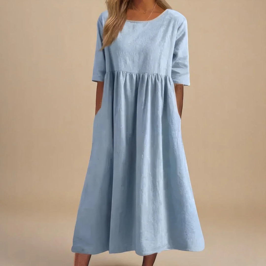 Hailey™ | Robe Midi à Manches Trois Quarts Coupe Relaxée