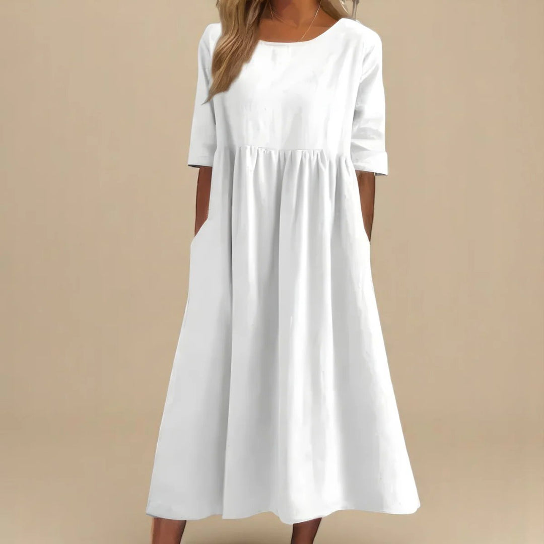 Hailey™ | Robe Midi à Manches Trois Quarts Coupe Relaxée