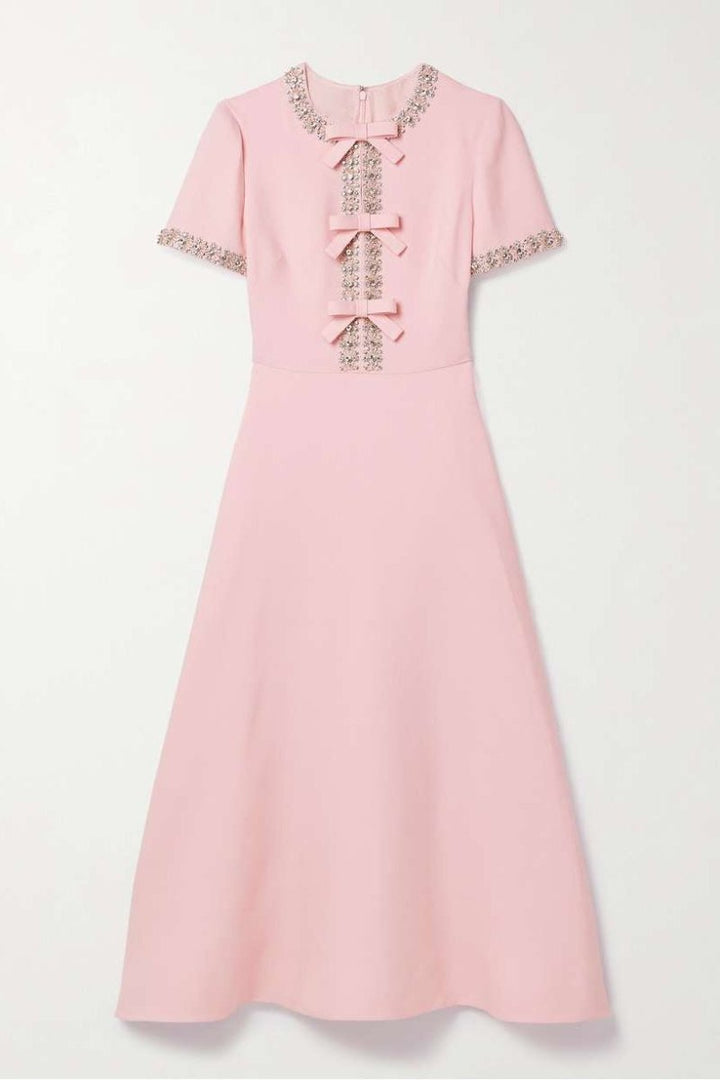 Zoe | Robe midi avec nœud et embellissements en cristal